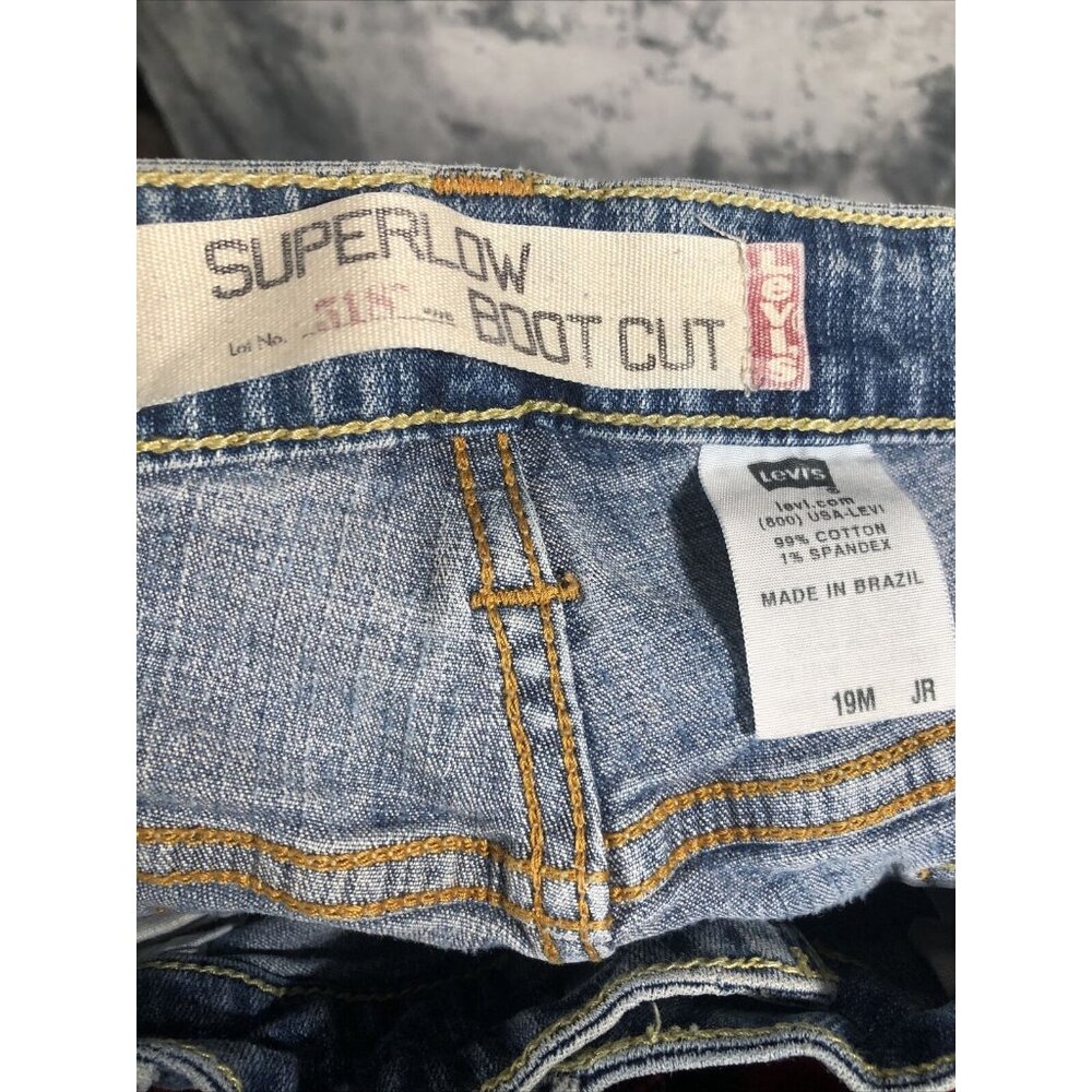 Levi's 518 Super Low JR Size 19 Denim Blue Jeans Cotton Blend Boot Cut - Picture 12 of 15